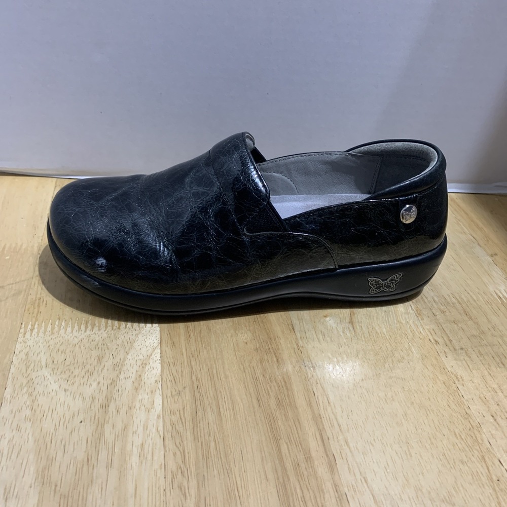 Alegria Keli Professional Clog Shoes‎ Womens 39 Azure Leaded Glass Leather Blue